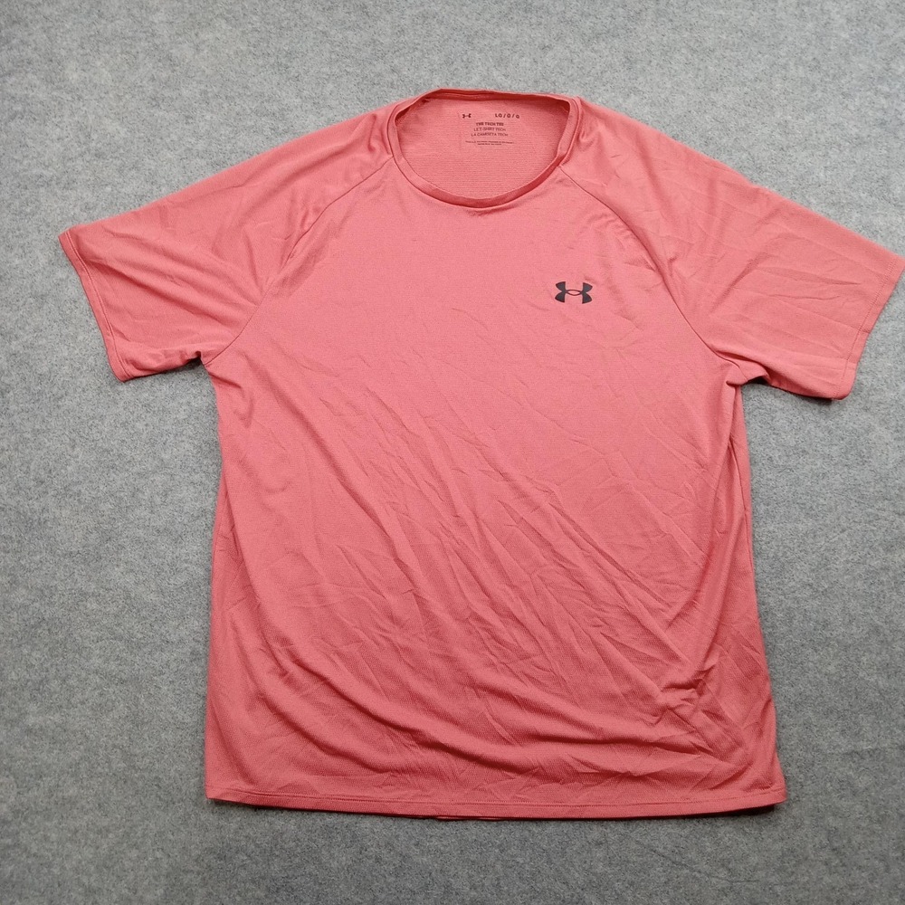 Under Armour Shirt Mens Large Pink The Tech Tee‎ Short Sleeve Athletic Top Gym